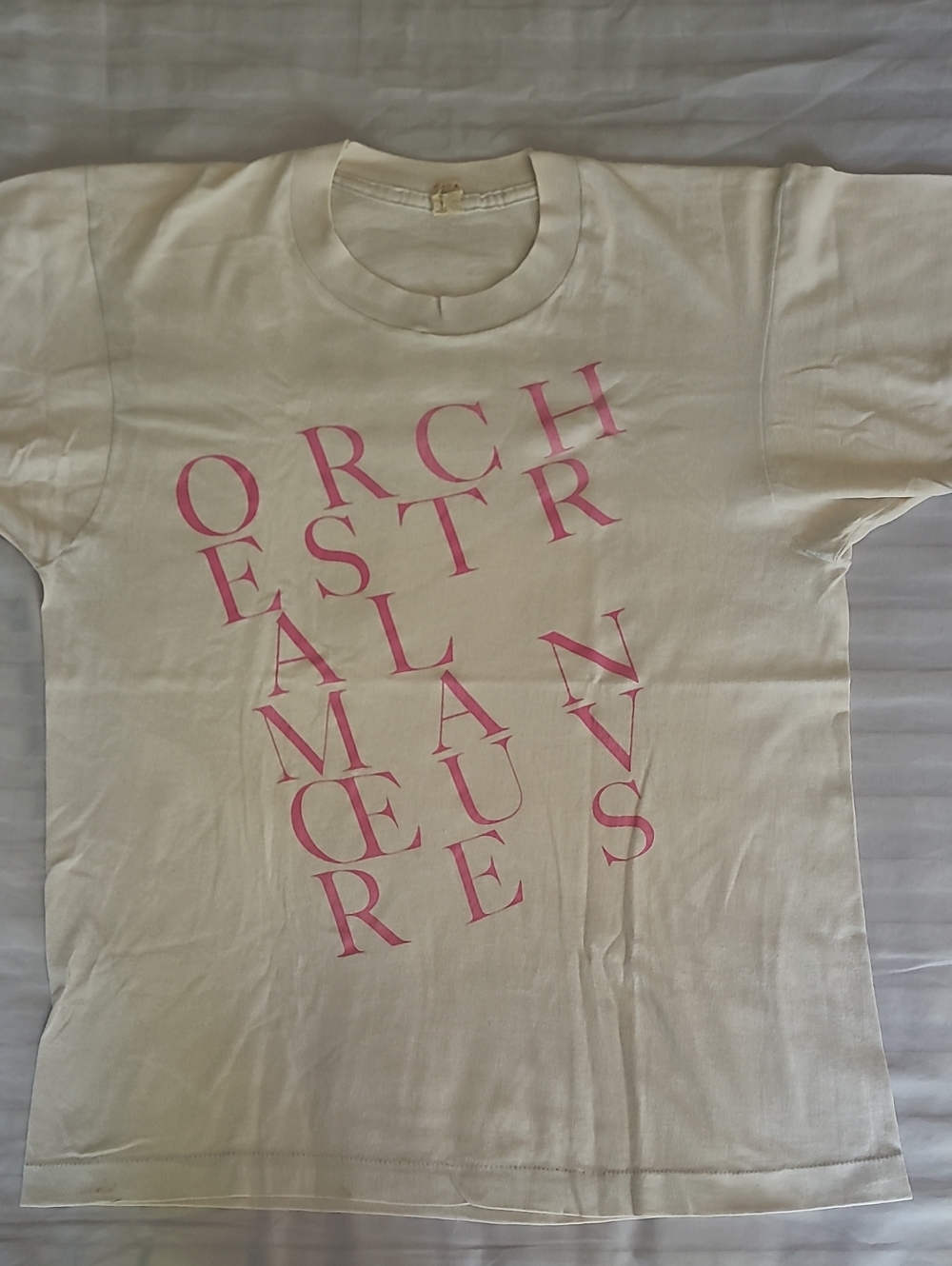 Orchestral Manoeuvres In The Dark OMD Grey Tee with Pink Lettering
